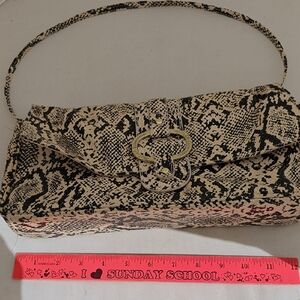Snake-Print Shoulder Bag in Black and Cream Butler Essentials